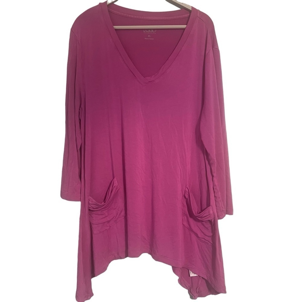 Logo pink tunic blouse xl laganlook flowy loose casual Assymetrical
